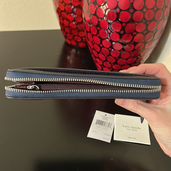 Kate Spade NWT Love Birds Large Continental Wallet - Navy Leather Bird Appliqué - Picture 9 of 17